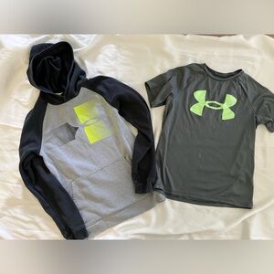 Kids Under Armour Black and Gray Hoodie with T-Shirt. Size M/L.